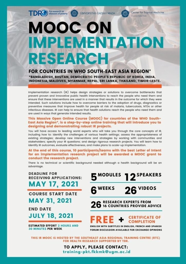MOOC- Learn Implementation Research (IR) on Infectious Diseases of Poverty online 4 IR MOOC