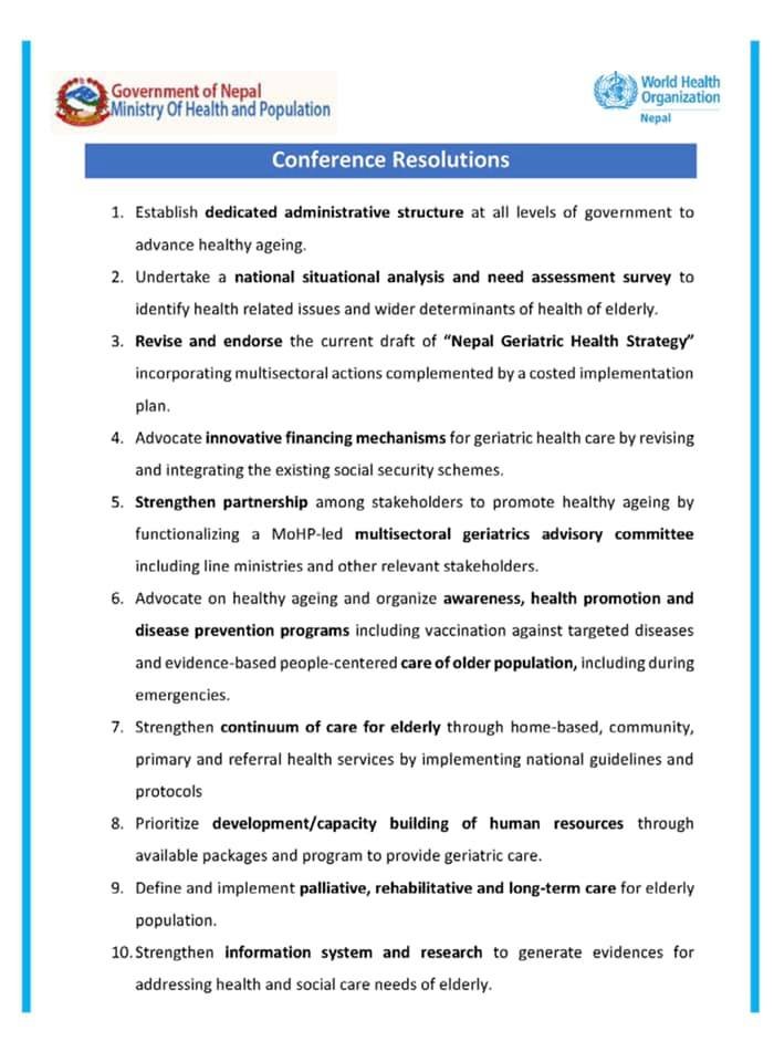 Resolutions of the Nepal Conference on Geriatrics 2021 4 Resolutions