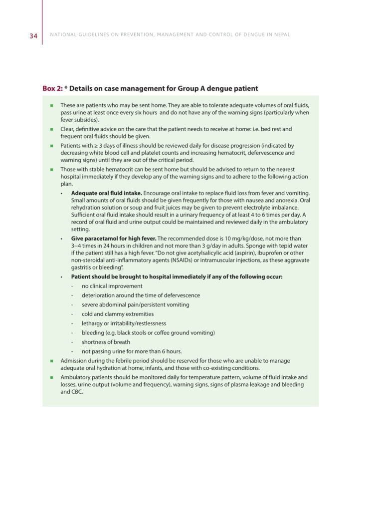 Step wise approach for Dengue Case Management 6 dengue case management 06