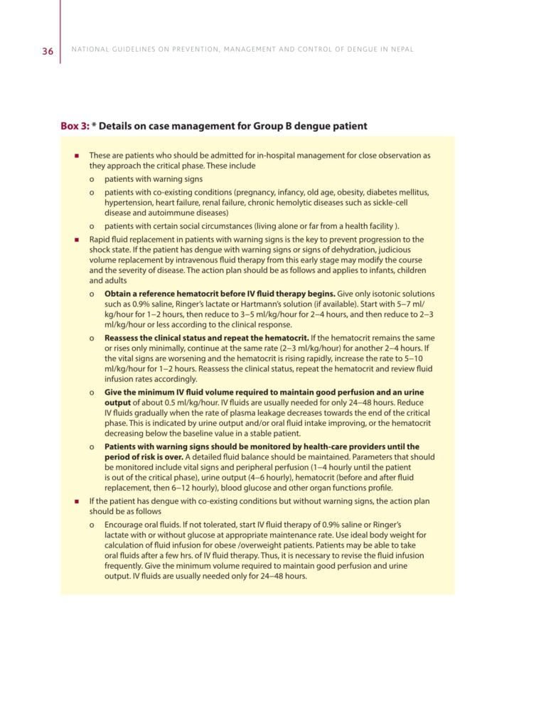 Step wise approach for Dengue Case Management 8 dengue case management 08