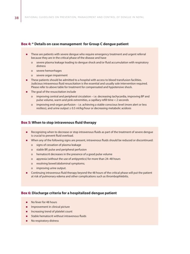 Step wise approach for Dengue Case Management 10 dengue case management 10