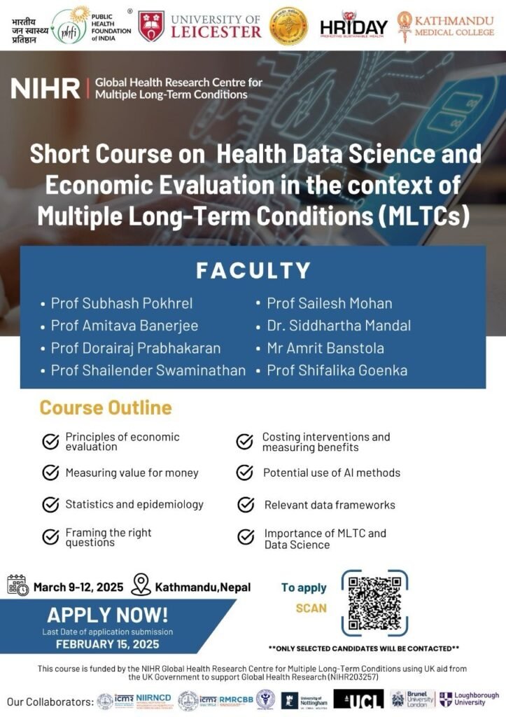 Call for Application: Multiple Long Term conditions, Health Data Science and Economic Evaluation Workshop 4 Multiple Long Term conditions, Health Data Science and Economic Evaluation Workshop